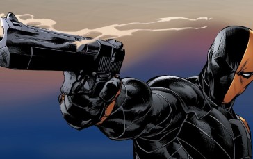 Deathstroke, Slade Wilson , DC Comics, Gun, Gradient Wallpaper