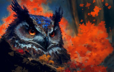 AI Art, Owl, Painting, Animals Wallpaper
