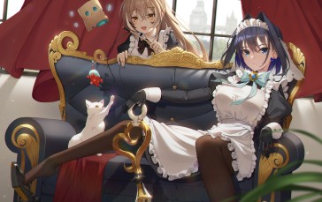 Anime Girls, Maid, Maid Outfit, Couch, Hololive Wallpaper