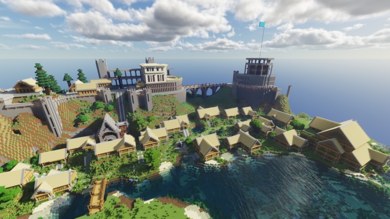Minecraft, Building, Video Games, Water Wallpaper