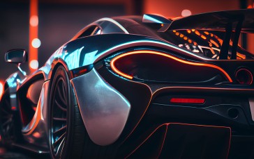 AI Art, Sports Car, Night, Car, Taillights Wallpaper