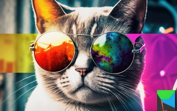 AI Art, Sunglasses, Cats, Glitch Art, Animals Wallpaper