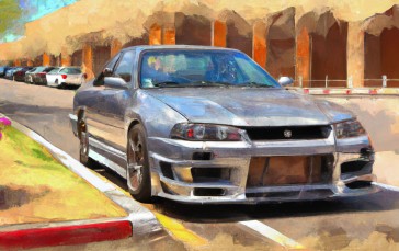 Car, Photography, Nissan Skyline, AI Art, Paint Brushes Wallpaper