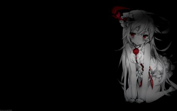 Anime Girls, Black Background, Dark Background, Simple Background, Selective Coloring Wallpaper