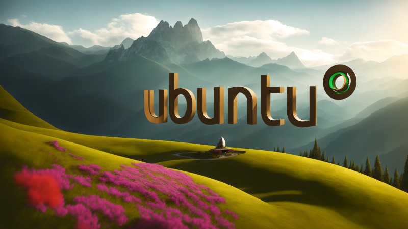 AI Art, Ubuntu, Landscape, Mountains Wallpaper