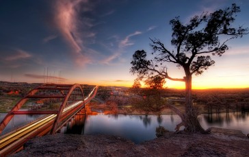 Trey Ratcliff, Photography, Sunset Glow, Sunset, Bridge, Water Wallpaper