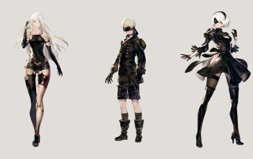 Nier: Automata, 2B (Nier: Automata), A2 (Nier: Automata), High Heels, High Heeled Boots, Leather Boots Wallpaper