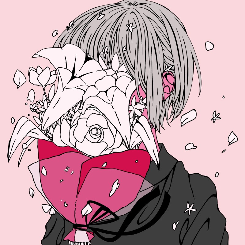Simple Background, Flowers, Anime Girls, Petals Wallpaper