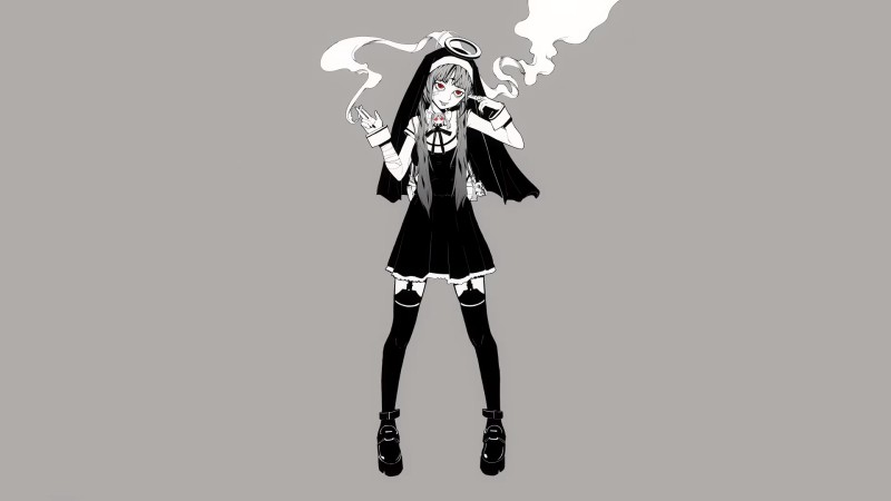 PinnochioP, Hatsune Miku, Cigarettes, Nun Outfit Wallpaper