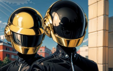 Daft Punk, AI Art, Reflection, Helmet Wallpaper