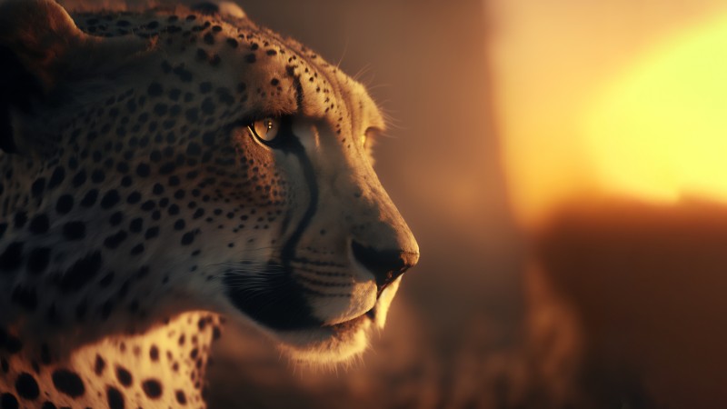 Cheetah, Sunset, CGI, Animals Wallpaper