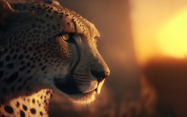 Cheetah, Sunset, CGI, Animals Wallpaper