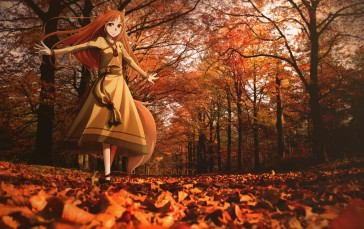 Holo (Spice and Wolf), Fall, Animeirl, Standing, Anime Girls, Long Hair Wallpaper
