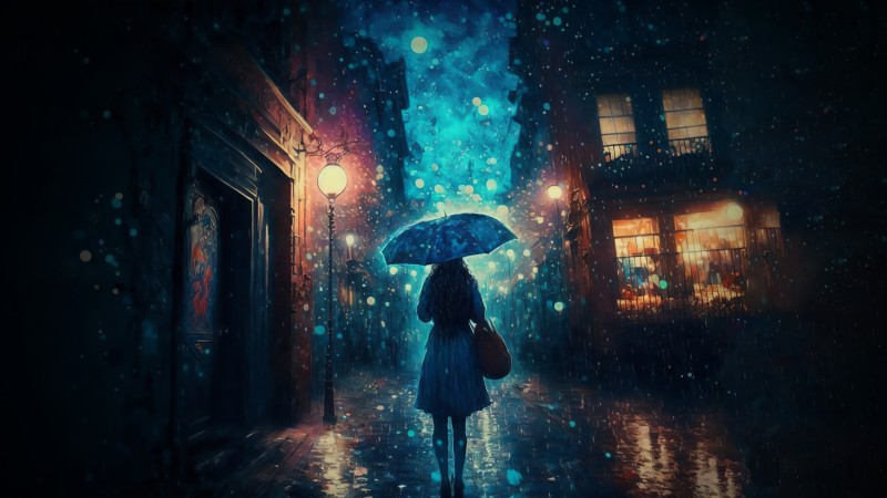 Impressionism, Rain, Night, Sadness, Lights Wallpaper