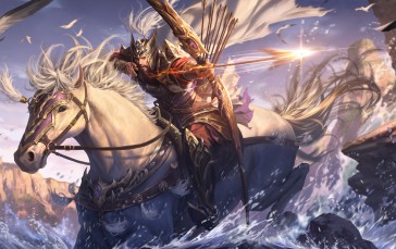 Archer, Horseback, Horse Riding, Seagulls, Video Game Art Wallpaper