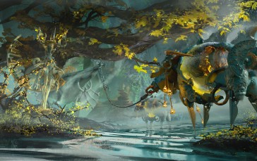 Water, Plants, Creature, Fantasy Art Wallpaper