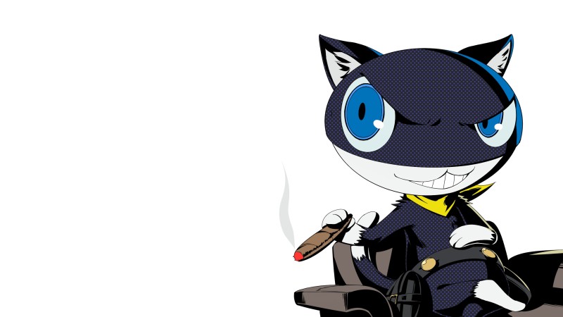 Persona 5, Persona 5 Royal, Anime Creatures, Morgana, Simple Background, Cigars Wallpaper
