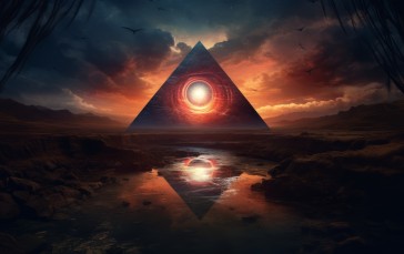 AI Art, Eye of Providence, Illuminati, Clouds Wallpaper