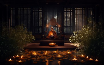 Buddhism, Temple, Meditation, Candles Wallpaper