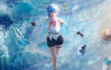 Anime, Anime Girls, Beach, Blue Hair Wallpaper