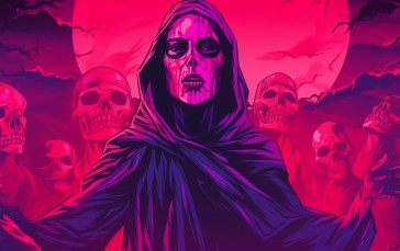 Horror, AI Art, Colorful, Skull Face Wallpaper