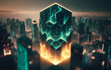AI Art, Illustration, City, City Lights Wallpaper