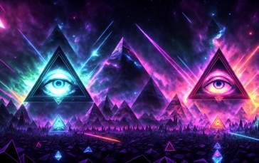 Fantasy Architecture, Pyramid, Colorful, CGI Wallpaper