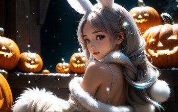 AI Art, Women, Halloween, Easter, Bunny Ears Wallpaper