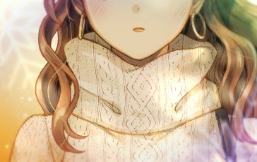 Anime, Fuyutsuki, Anime Girls, Sweater, Earring, Hoop Earrings Wallpaper