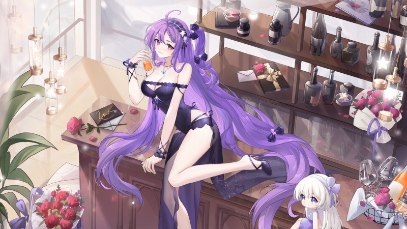 Anime, Anime Girls, Purple Hair, Purple Eyes, Long Hair Wallpaper