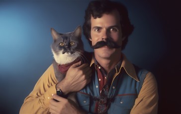 AI Art, Moustache, Men, Cats, Portrait Wallpaper