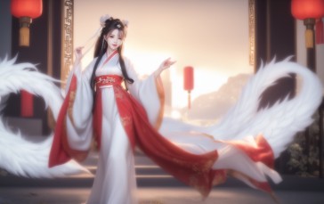 AI Art, Women, Asian, Dress Wallpaper