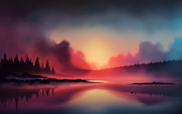 AI Art, Morning, Sunrise, Landscape Wallpaper
