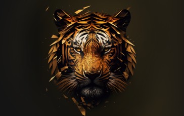 Tiger, Animals, Simple Background, AI Art Wallpaper