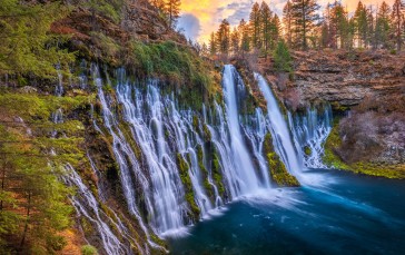 Waterfall, Nature, USA, California, Moss, Trees Wallpaper