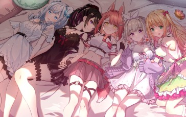 Anime, Anime Girls, Lying on Back, Bed Wallpaper