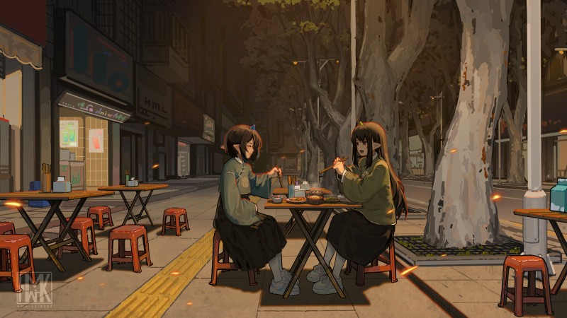 Anime, Anime Girls, Hua Ming Wink, Street Wallpaper