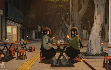 Anime, Anime Girls, Hua Ming Wink, Street Wallpaper