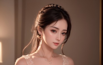 AI Art, Women, Asian, Necklace Wallpaper