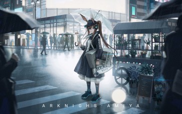 Arknights, Anime, Amiya (Arknights), Anime Girls, Umbrella, Rain Wallpaper
