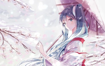 Anime Girls, Vocaloid, Hatsune Miku, Yuki Miku, Umbrella Wallpaper