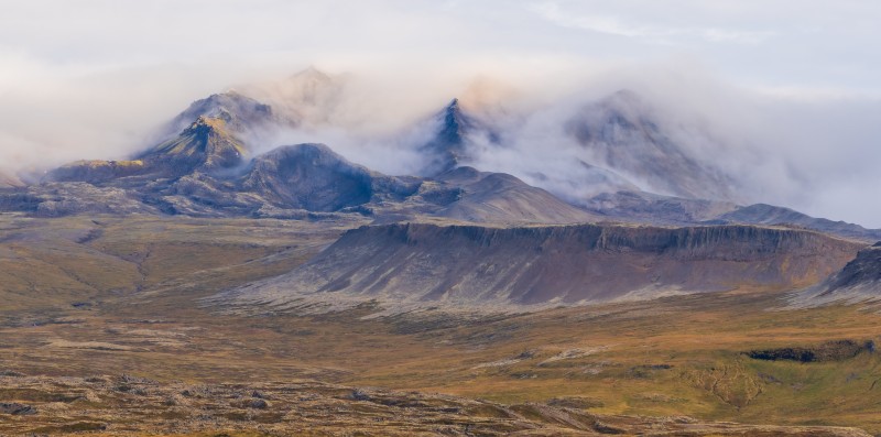Mountains, Iceland, Clouds, Mist Wallpaper