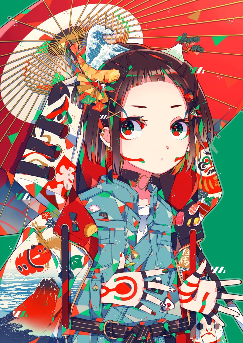Anime Girls, Colorful, Umbrella, Portrait Display Wallpaper