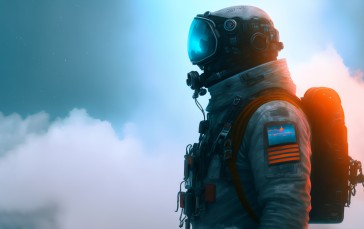 Astronaut, Spacesuit, Mist, Simple Background Wallpaper