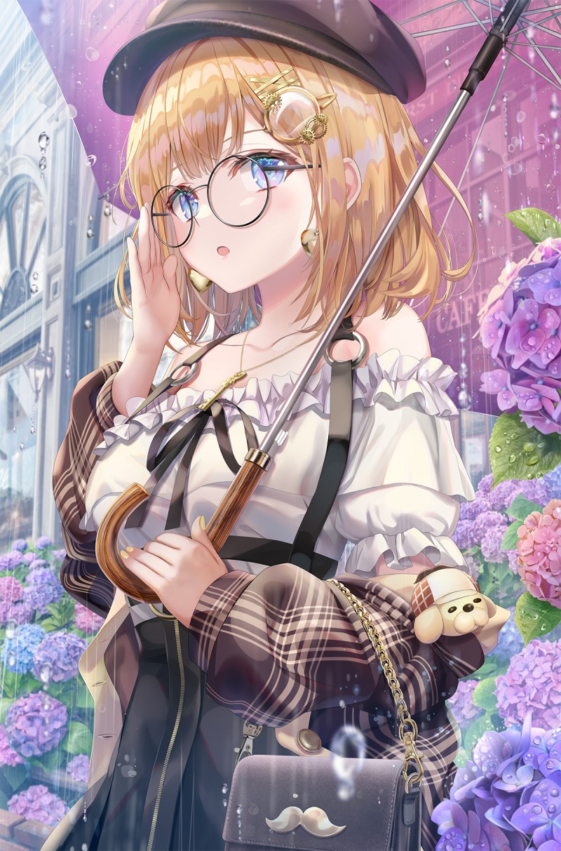 Anime, Anime Girls, Portrait Display, Hat, Umbrella, Glasses Wallpaper