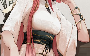 Genshin Impact, Artwork, Yanfei(Genshin Impact), Anime, Anime Girls, Pink Hair Wallpaper
