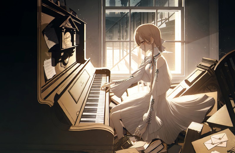 Anime, Anime Girls, Pixiv, Original Characters, Musical Instrument, Piano Wallpaper