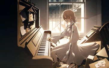 Anime, Anime Girls, Pixiv, Original Characters, Musical Instrument, Piano Wallpaper