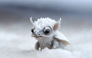 AI Art, Creature, Tiny, Snow, Frost, Winter Wallpaper