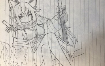 Anime Girls, Cat Girl, Drawing, Pencil Drawing Wallpaper